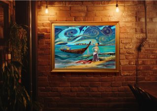 Bild an der gemauerten Wand 