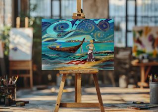 Staffelei mit Leinwandkunst